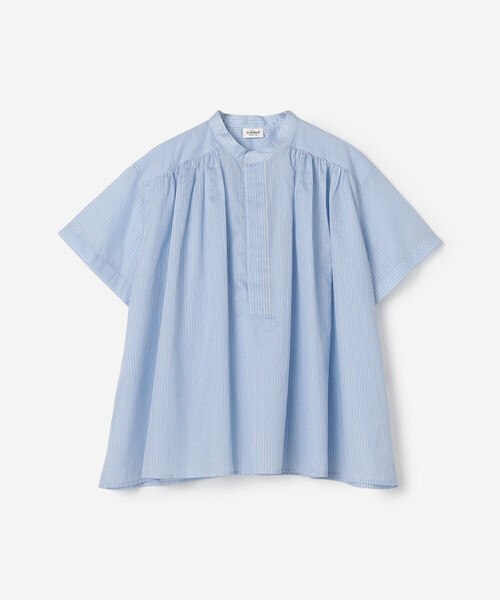 LE GLAZIK(ルグラジック)の「LE GLAZIK | シアーストライプ スタンドカラープルオーバーシャツ WOMEN(シャツ/ブラウス・レディース・ブルー系その他・36)」の2枚目の写真