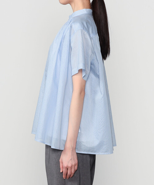 LE GLAZIK(ルグラジック)の「LE GLAZIK | シアーストライプ スタンドカラープルオーバーシャツ WOMEN(シャツ/ブラウス・レディース・ブルー系その他・36)」の9枚目の写真