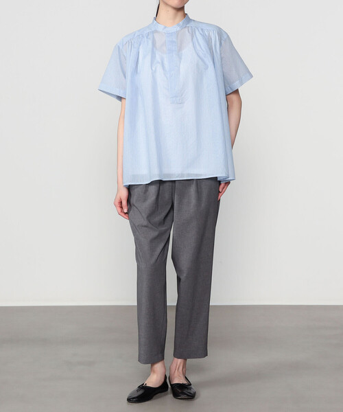 LE GLAZIK(ルグラジック)の「LE GLAZIK | シアーストライプ スタンドカラープルオーバーシャツ WOMEN(シャツ/ブラウス・レディース・ブルー系その他・36)」の12枚目の写真