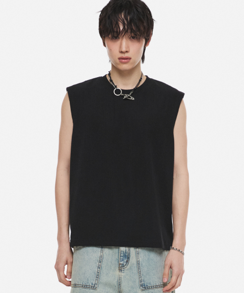 DNSR(ディーエヌエスアール)の「リラックススリーブレスブラック(Tシャツ/カットソー・メンズ・その他・LARGE/X-LARGE/MEDIUM)」の1枚目の写真