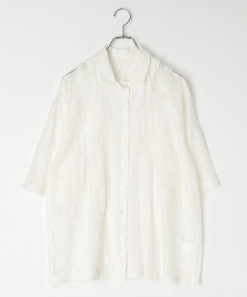 LEPSIM（レプシィム）の「レースパッチワークシャツ/SS　647563（シャツ/ブラウス・レディース・ブラック/オフホワイト・FREE）」の2枚目の写真