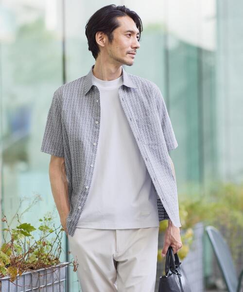 TAKEO KIKUCHI(タケオキクチ)の「播州織り 千鳥 半袖シャツ(シャツ/ブラウス・メンズ・ダークグレー/ライトグリーン/ブルー・04/03/02/01)」の9枚目の写真