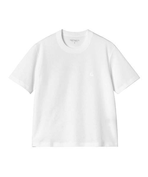 Carhartt WIP(カーハートダブリューアイピー)の「Carhartt WIP WOMEN'S S/S LUCA T-SHIRT(カーハートワークインプログレス ウィメンズショートスリーブルカTシャツ)(Tシャツ/カットソー・レディース・ホワイト/ブラック/パープル系・X-SMALL/SMALL)」の1枚目の写真