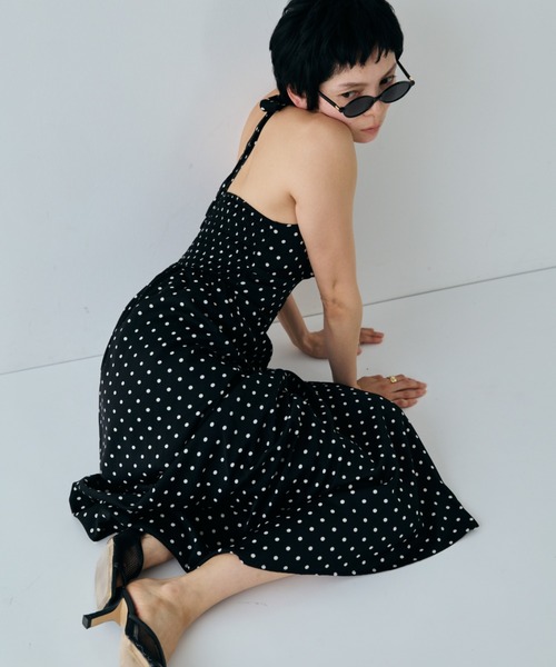 VION(ヴィオン)の「ドットホルダーネックドレス / Dot Halter Neck Dress(ワンピース・レディース・ホワイト/ブラック・FREE)」の9枚目の写真