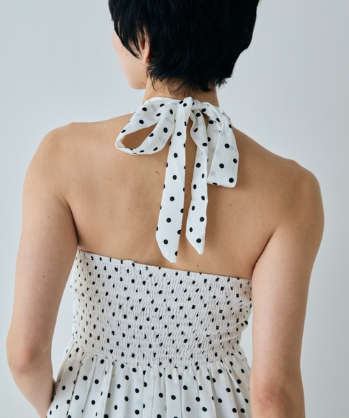 VION(ヴィオン)の「ドットホルダーネックドレス / Dot Halter Neck Dress(ワンピース・レディース・ホワイト/ブラック・FREE)」の14枚目の写真