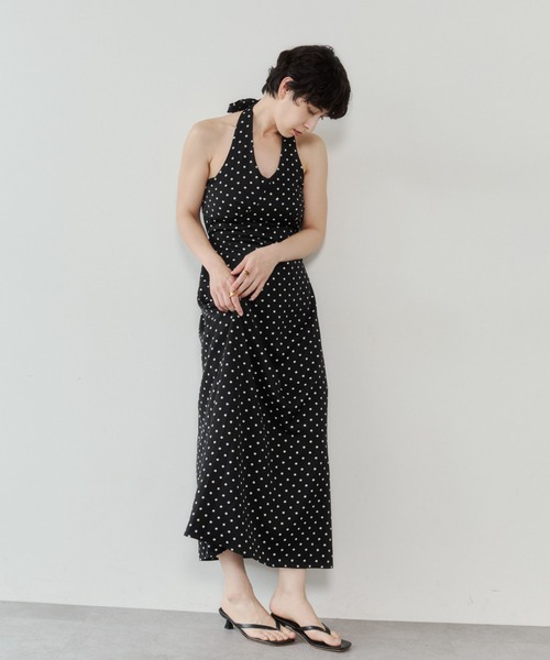 VION(ヴィオン)の「ドットホルダーネックドレス / Dot Halter Neck Dress(ワンピース・レディース・ホワイト/ブラック・FREE)」の22枚目の写真