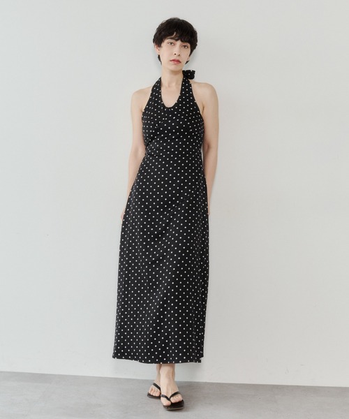 VION(ヴィオン)の「ドットホルダーネックドレス / Dot Halter Neck Dress(ワンピース・レディース・ホワイト/ブラック・FREE)」の21枚目の写真