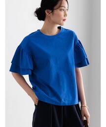 【接触冷感/遮熱/吸水速乾】フリルスリーブビッグTシャツ