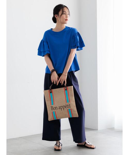 Te chichi(テチチ)の「【接触冷感/遮熱/吸水速乾】フリルスリーブビッグTシャツ(Tシャツ/カットソー・レディース・ブラック/ブルー/オフホワイト/チャコールグレー・F)」の9枚目の写真