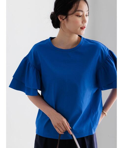 Te chichi(テチチ)の「【接触冷感/遮熱/吸水速乾】フリルスリーブビッグTシャツ(Tシャツ/カットソー・レディース・ブラック/ブルー/オフホワイト/チャコールグレー・F)」の13枚目の写真
