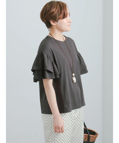 Te chichi(テチチ)の「【接触冷感/遮熱/吸水速乾】フリルスリーブビッグTシャツ(Tシャツ/カットソー・レディース・ブラック/ブルー/オフホワイト/チャコールグレー・F)」の17枚目の写真