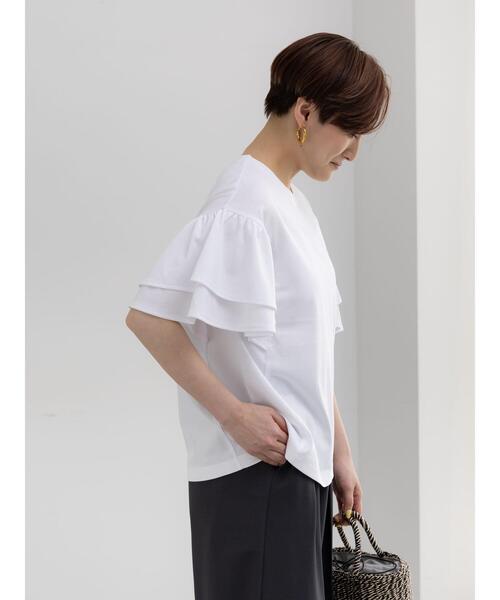 Te chichi(テチチ)の「【接触冷感/遮熱/吸水速乾】フリルスリーブビッグTシャツ(Tシャツ/カットソー・レディース・ブラック/ブルー/オフホワイト/チャコールグレー・F)」の6枚目の写真