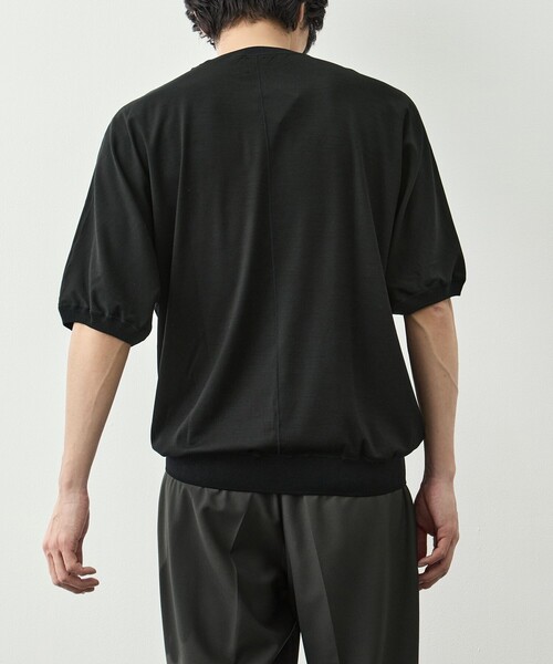 GOOD PEOPLE GOOD STITCHING GOOD PRODUCT（グッドピープルグッドスティッチンググッドプロダクト）の「【GOOD PEOPLE GOOD STITCHING GOOD PRODUCT/グッドピープルグッドスティッチンググッドプロダクト】Knit Crew Neck Half Sleeve Pull Over（Tシャツ/カットソー・メンズ・ブラック/ダークグレー・S/M/L）」の5枚目の写真