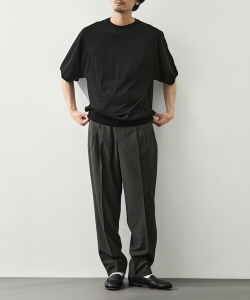 GOOD PEOPLE GOOD STITCHING GOOD PRODUCT（グッドピープルグッドスティッチンググッドプロダクト）の「【GOOD PEOPLE GOOD STITCHING GOOD PRODUCT/グッドピープルグッドスティッチンググッドプロダクト】Knit Crew Neck Half Sleeve Pull Over（Tシャツ/カットソー・メンズ・ブラック/ダークグレー・S/M/L）」の6枚目の写真