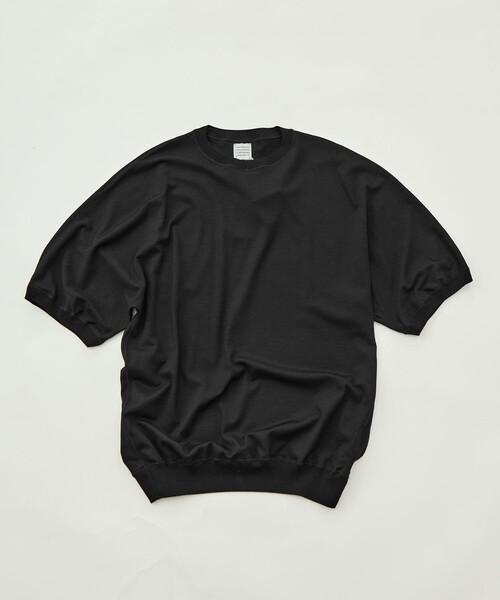 GOOD PEOPLE GOOD STITCHING GOOD PRODUCT（グッドピープルグッドスティッチンググッドプロダクト）の「【GOOD PEOPLE GOOD STITCHING GOOD PRODUCT/グッドピープルグッドスティッチンググッドプロダクト】Knit Crew Neck Half Sleeve Pull Over（Tシャツ/カットソー・メンズ・ブラック/ダークグレー・S/M/L）」の8枚目の写真