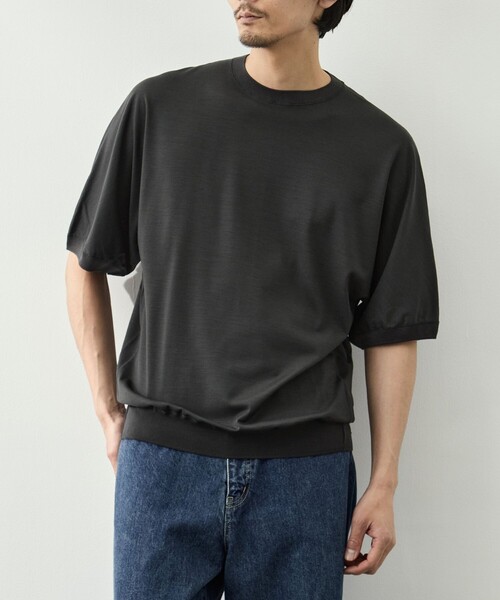 GOOD PEOPLE GOOD STITCHING GOOD PRODUCT（グッドピープルグッドスティッチンググッドプロダクト）の「【GOOD PEOPLE GOOD STITCHING GOOD PRODUCT/グッドピープルグッドスティッチンググッドプロダクト】Knit Crew Neck Half Sleeve Pull Over（Tシャツ/カットソー・メンズ・ブラック/ダークグレー・S/M/L）」の14枚目の写真