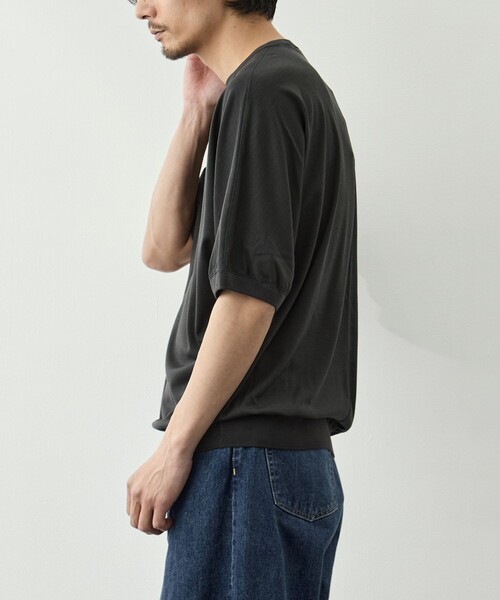 GOOD PEOPLE GOOD STITCHING GOOD PRODUCT（グッドピープルグッドスティッチンググッドプロダクト）の「【GOOD PEOPLE GOOD STITCHING GOOD PRODUCT/グッドピープルグッドスティッチンググッドプロダクト】Knit Crew Neck Half Sleeve Pull Over（Tシャツ/カットソー・メンズ・ブラック/ダークグレー・S/M/L）」の15枚目の写真