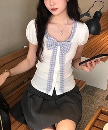 リボン半袖Tシャツ|甘辛ミックス