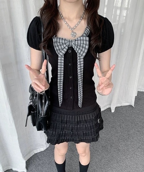 Alvia(アルビア)の「リボン半袖Tシャツ|甘辛ミックス(Tシャツ/カットソー・レディース・グレー/ホワイト/ブラック・M)」の18枚目の写真