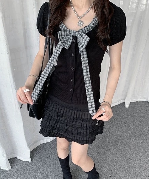 Alvia(アルビア)の「リボン半袖Tシャツ|甘辛ミックス(Tシャツ/カットソー・レディース・グレー/ホワイト/ブラック・M)」の14枚目の写真