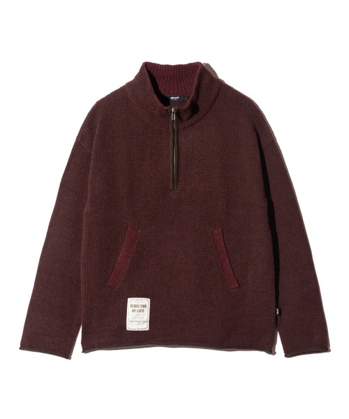 glamb（グラム）の「High Neck Half Zip Knit / ハイネックハーフジップニット（ニット/セーター・メンズ・ワイン/ホワイト・M/L）」の4枚目の写真