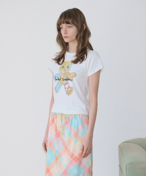 SINOON(シヌーン)の「Patchwork Beads Cat T-Shirt (White)(Tシャツ/カットソー・レディース・ホワイト・FREE)」の3枚目の写真