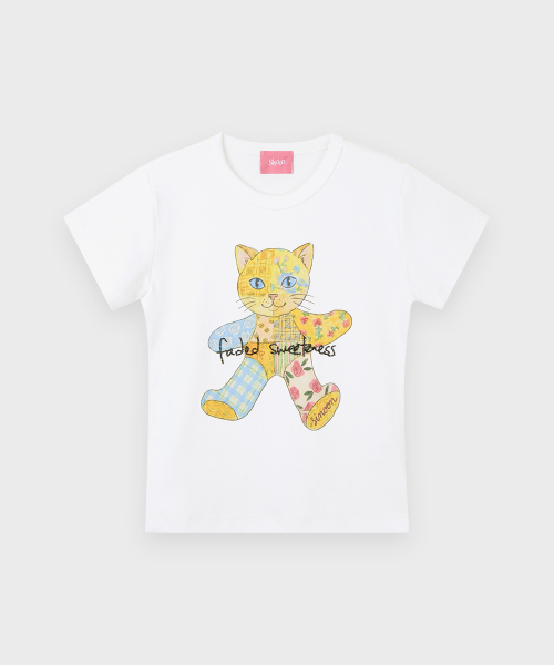 SINOON(シヌーン)の「Patchwork Beads Cat T-Shirt (White)(Tシャツ/カットソー・レディース・ホワイト・FREE)」の4枚目の写真