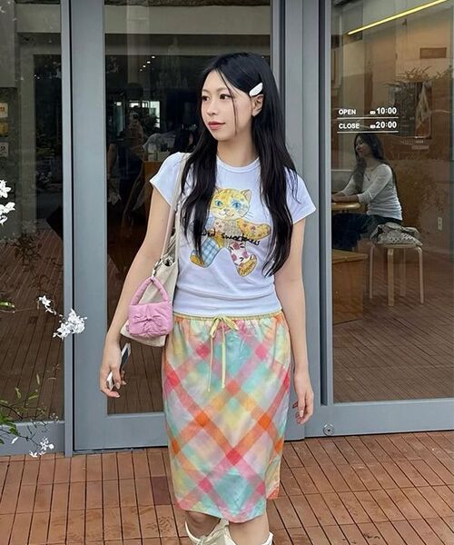 SINOON(シヌーン)の「Patchwork Beads Cat T-Shirt (White)(Tシャツ/カットソー・レディース・ホワイト・FREE)」の7枚目の写真