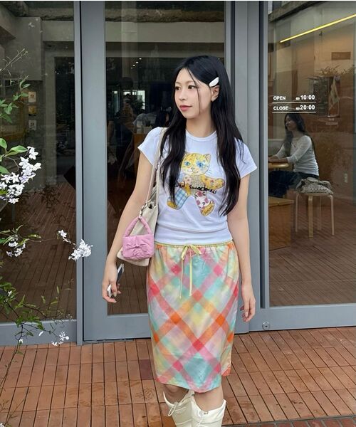 SINOON(シヌーン)の「Patchwork Beads Cat T-Shirt (White)(Tシャツ/カットソー・レディース・ホワイト・FREE)」の10枚目の写真