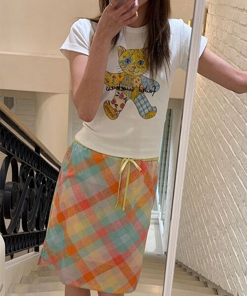 SINOON(シヌーン)の「Patchwork Beads Cat T-Shirt (White)(Tシャツ/カットソー・レディース・ホワイト・FREE)」の11枚目の写真