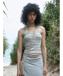 Stripe Rope Tube Top Melange Grey