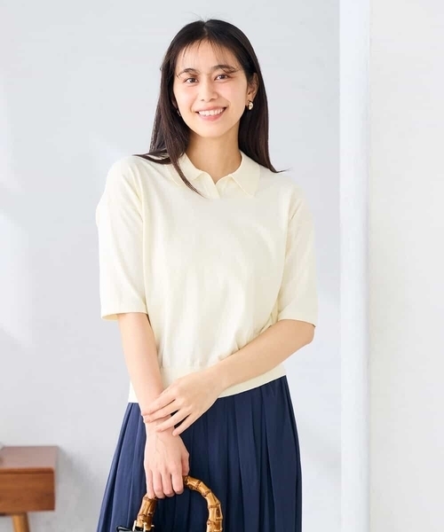 a.v.v(アーヴェヴェ)の「襟付きスキッパーニット(ニット/セーター・レディース・ブラック/アイボリー・39)」の17枚目の写真