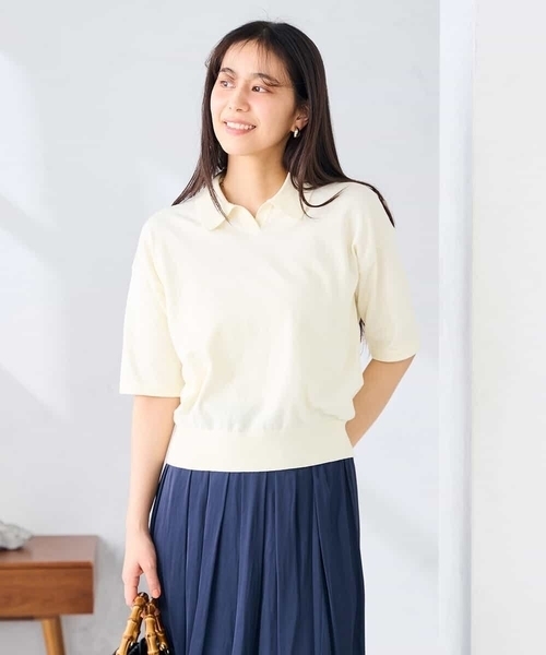 a.v.v(アーヴェヴェ)の「襟付きスキッパーニット(ニット/セーター・レディース・ブラック/アイボリー・39)」の18枚目の写真