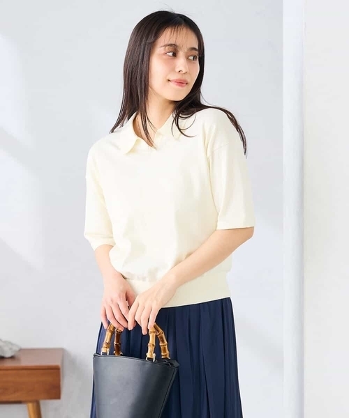 a.v.v(アーヴェヴェ)の「襟付きスキッパーニット(ニット/セーター・レディース・ブラック/アイボリー・39)」の20枚目の写真