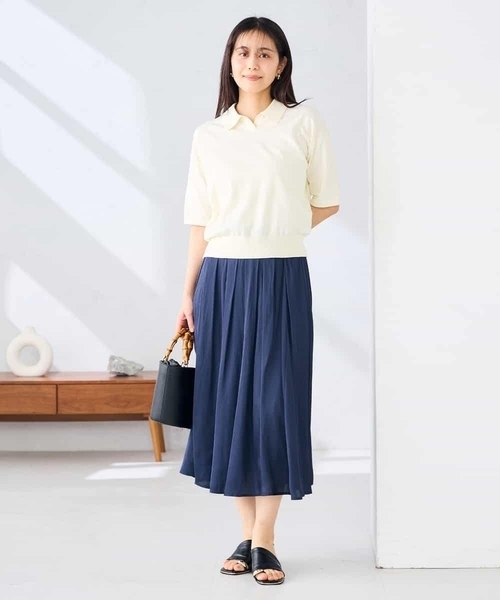 a.v.v(アーヴェヴェ)の「襟付きスキッパーニット(ニット/セーター・レディース・ブラック/アイボリー・39)」の21枚目の写真
