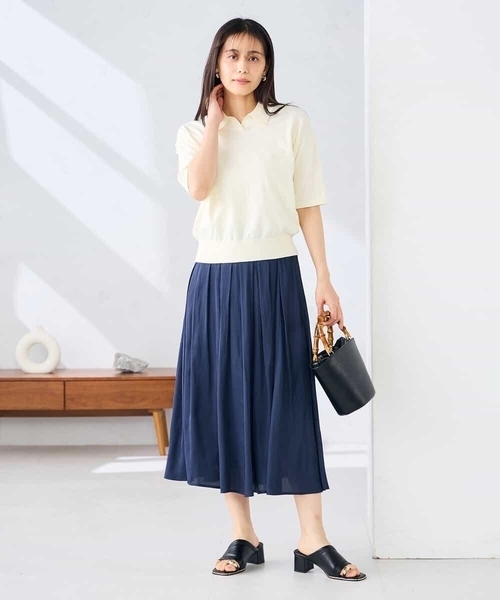 a.v.v(アーヴェヴェ)の「襟付きスキッパーニット(ニット/セーター・レディース・ブラック/アイボリー・39)」の3枚目の写真