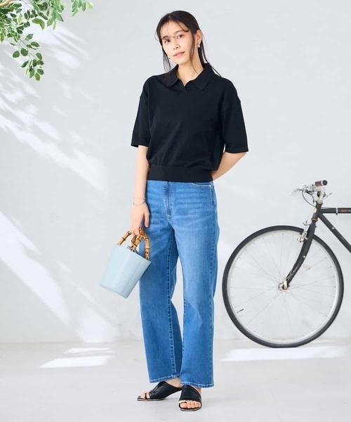 a.v.v(アーヴェヴェ)の「襟付きスキッパーニット(ニット/セーター・レディース・ブラック/アイボリー・39)」の8枚目の写真