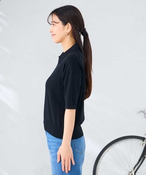a.v.v(アーヴェヴェ)の「襟付きスキッパーニット(ニット/セーター・レディース・ブラック/アイボリー・39)」の10枚目の写真
