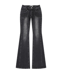 WASHED BOOTS CUT JEANS [BLACK]