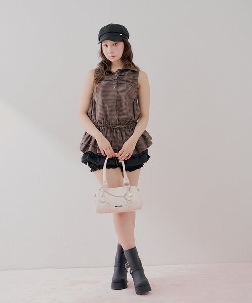 Chico（チコ）の「ギャザーティアードチュニック（シャツ/ブラウス・レディース・ホワイト/ブラウン系その他2/ブラック系その他2・FREE）」の9枚目の写真