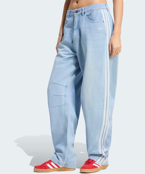 adidas（アディダス）の「adidas/アディダス ORI GFX BANANA PANTS バナナパンツ バレルパンツ テーパード ラインパンツ レディース 2026年 夏 夏服 秋服（デニムパンツ・レディース・ブルー・28inch/29inch/25inch/27inch）」の2枚目の写真