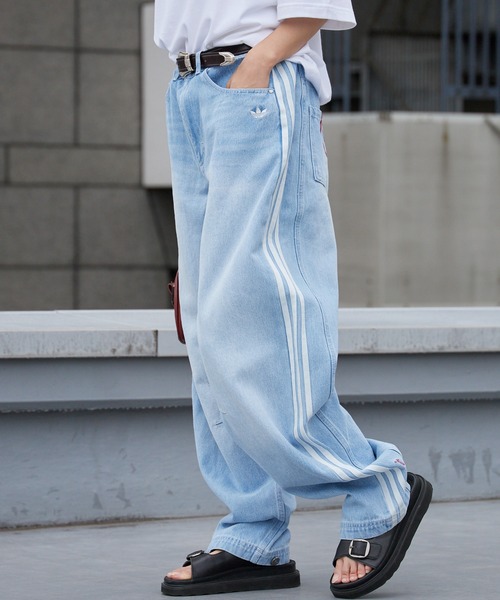 adidas（アディダス）の「adidas/アディダス ORI GFX BANANA PANTS バナナパンツ バレルパンツ テーパード ラインパンツ レディース 2026年 夏 夏服 秋服（デニムパンツ・レディース・ブルー・28inch/29inch/25inch/27inch）」の8枚目の写真