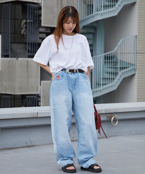 adidas（アディダス）の「adidas/アディダス ORI GFX BANANA PANTS バナナパンツ バレルパンツ テーパード ラインパンツ レディース 2026年 夏 夏服 秋服（デニムパンツ・レディース・ブルー・28inch/29inch/25inch/27inch）」の13枚目の写真