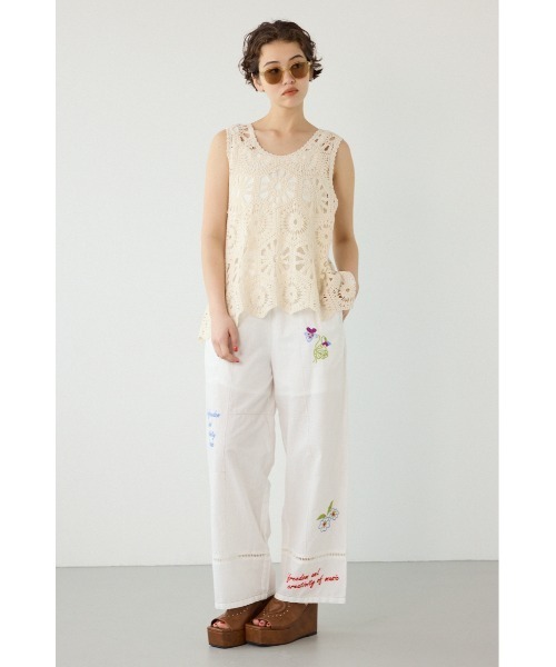 RODEO CROWNS WIDE BOWL（ロデオクラウンズワイドボウル）の「INDIA EMBROIDERYパンツ（その他パンツ・レディース・オフホワイト/ブラック・FREE）」の7枚目の写真