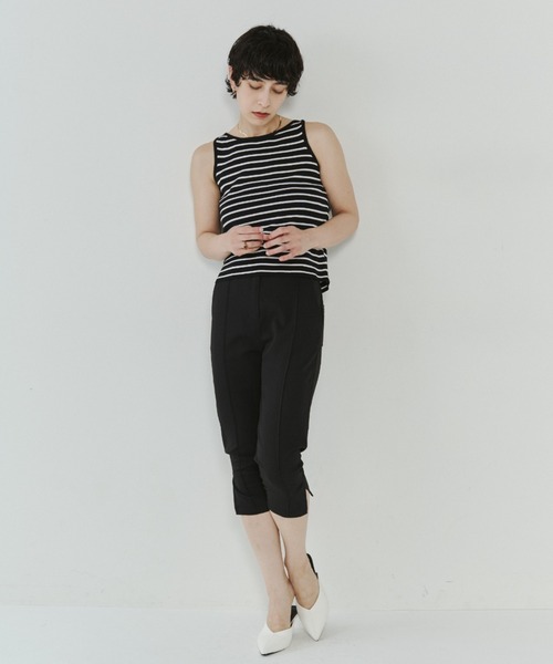 VION（ヴィオン）の「ボーダーニットタンク / Border Knit Tank（タンクトップ・レディース・ブラック/ベージュ・FREE）」の11枚目の写真