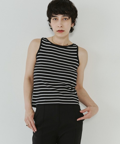 VION（ヴィオン）の「ボーダーニットタンク / Border Knit Tank（タンクトップ・レディース・ブラック/ベージュ・FREE）」の12枚目の写真
