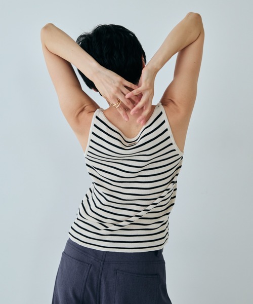 VION（ヴィオン）の「ボーダーニットタンク / Border Knit Tank（タンクトップ・レディース・ブラック/ベージュ・FREE）」の7枚目の写真