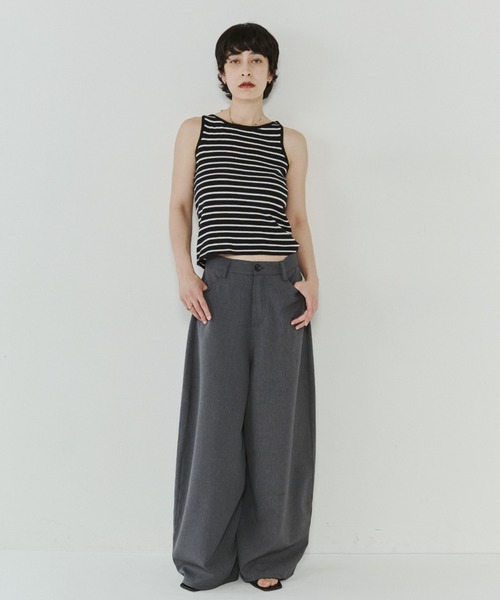 VION（ヴィオン）の「ボーダーニットタンク / Border Knit Tank（タンクトップ・レディース・ブラック/ベージュ・FREE）」の14枚目の写真