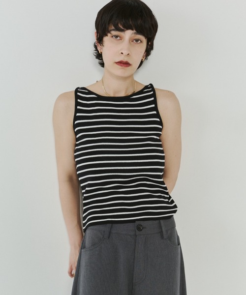 VION（ヴィオン）の「ボーダーニットタンク / Border Knit Tank（タンクトップ・レディース・ブラック/ベージュ・FREE）」の15枚目の写真
