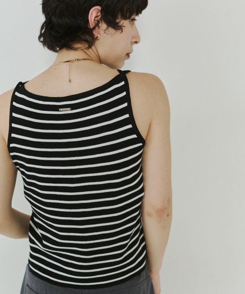 VION（ヴィオン）の「ボーダーニットタンク / Border Knit Tank（タンクトップ・レディース・ブラック/ベージュ・FREE）」の18枚目の写真